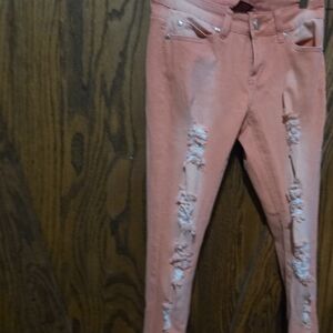 Distressed Pink Skinny Jeans